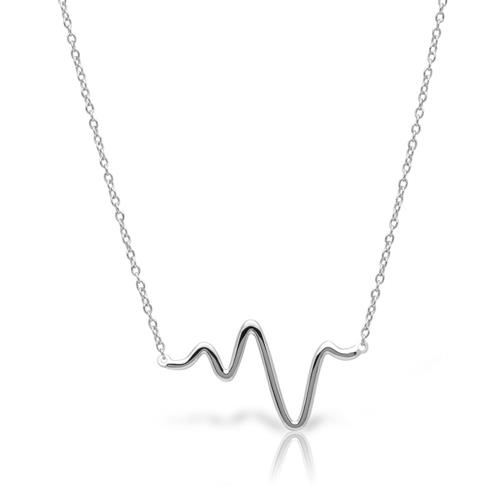 Necklace sterling silver pendant heartbeat