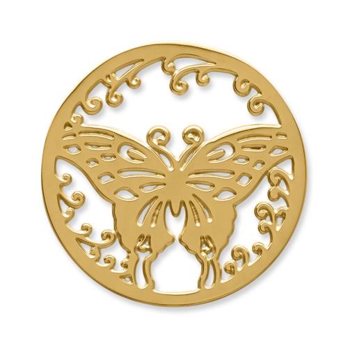 Coin stainless steel butterfly yellow gold