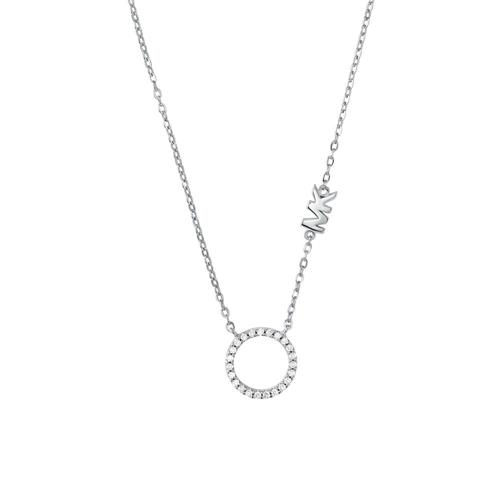 Ladies necklace circle premium in 925 silver with cubic zirconia