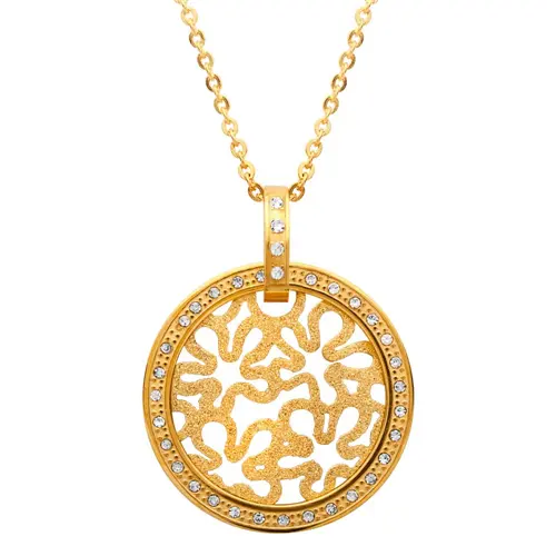 Gold plated stainless steel pendant with zirconia incl. chain