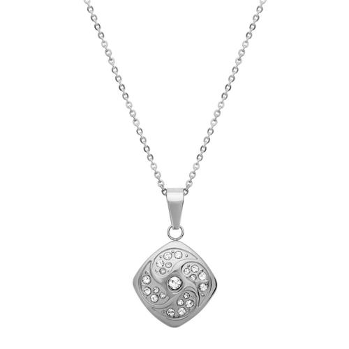 Stainless steel pendant with zirconia incl. chain