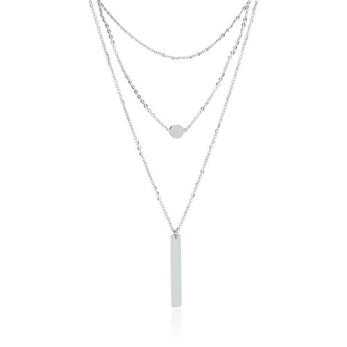 Three-row stainless steel necklace, engravable