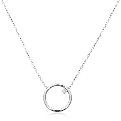 Circle necklace for ladies in stainless steel with zirconia