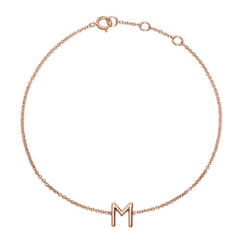 Ladies bracelet in 14ct. rose gold, 1 letter, symbol