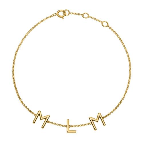 14ct. gold bracelet with 3 letters or symbols