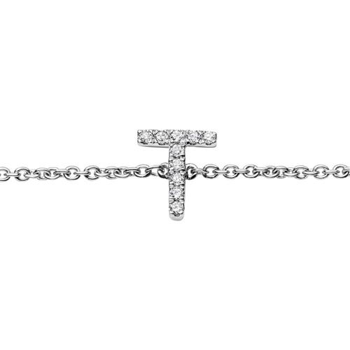 14ct. white gold bracelet with 5 letters, diamond set