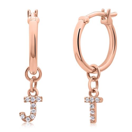 14ct. rose gold hoops with diamonds, letters