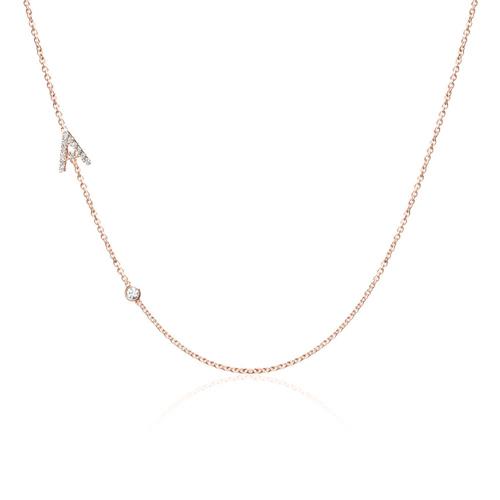14K rose gold necklace with diamonds, personalizable