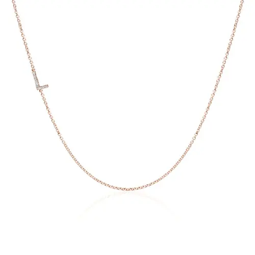 Damenkette Buchstabe aus 14K Roségold mit Diamanten