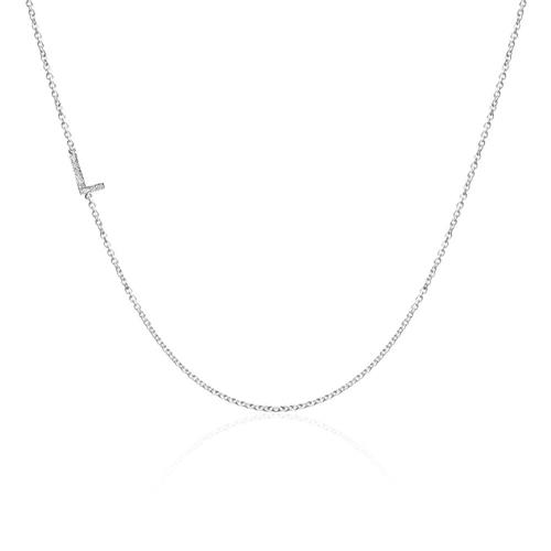 Letter necklace in 14K white gold with diamonds
