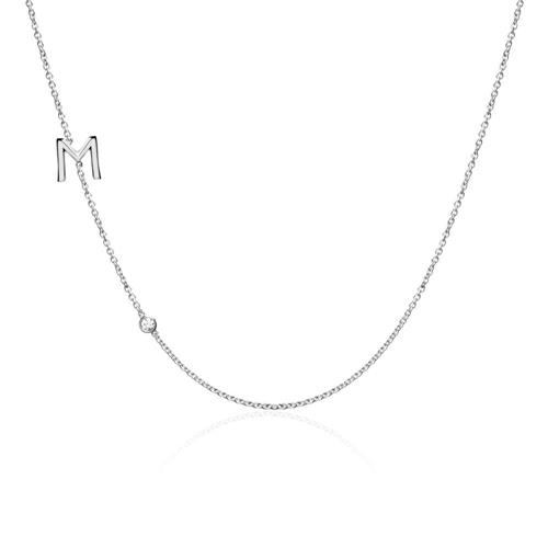 Personalizable ladies necklace in 14K white gold diamond