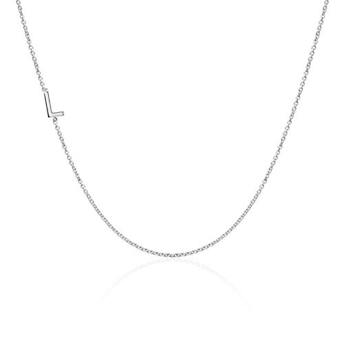 Necklace letter for ladies in 14K white gold