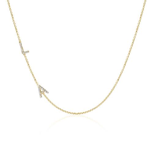 14K gold letter chain with diamonds