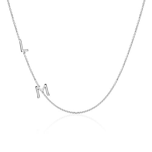 Ladies necklace in 14K white gold with 2 letters