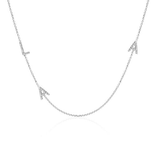 Chain letters in 14K white gold with diamonds