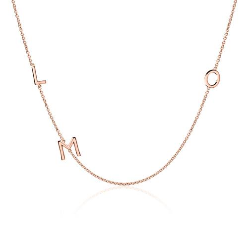 Necklace for ladies in 14K rose gold with 3 letters