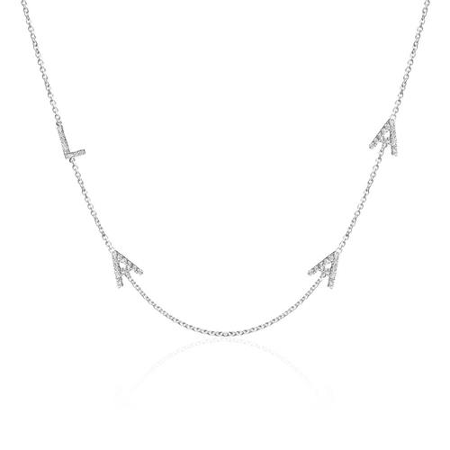 Necklace letters in 14K white gold with diamonds