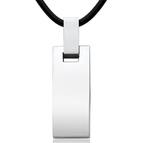 Modern stainless steel pendant incl rubber chain
