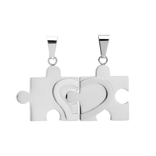 Partner pendant puzzleform stainless steel polished