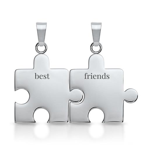 Pendant stainless steel puzzle piece silver-silver