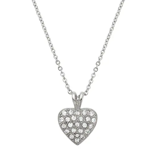 Heart pendant stainless steel zirconia with chain