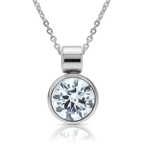 Polished stainless steel necklace with pendant stone