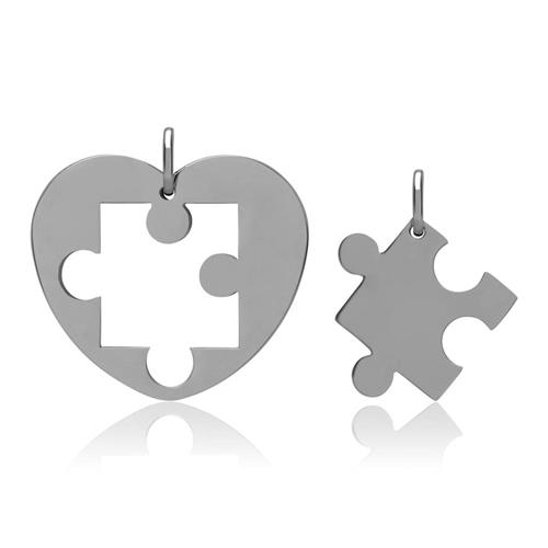 Partner pendant puzzle heart stainless steel