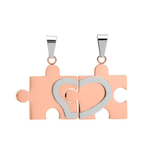 Partner pendant puzzle piece bicolor stainless steel