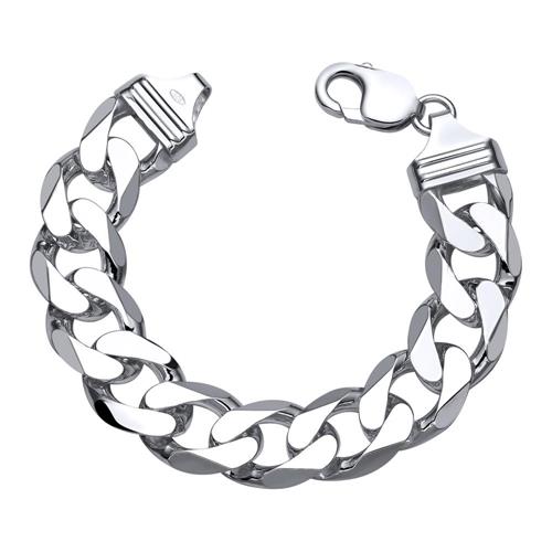 Sterling silver bracelet: Curb bracelet silver 15mm