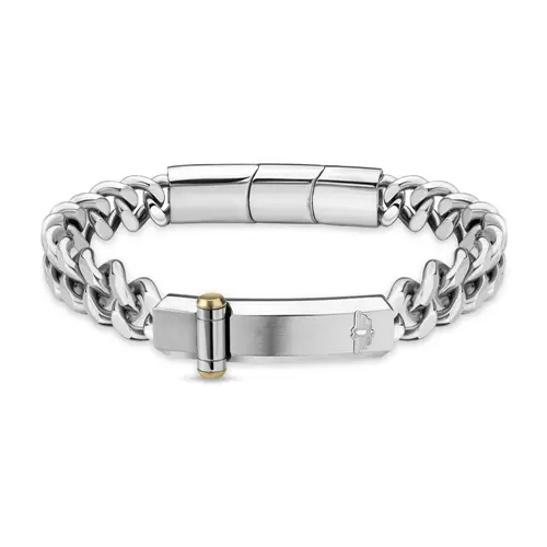 Hinged Engraving Bracelet For Men, Stainless Steel, Bicolour