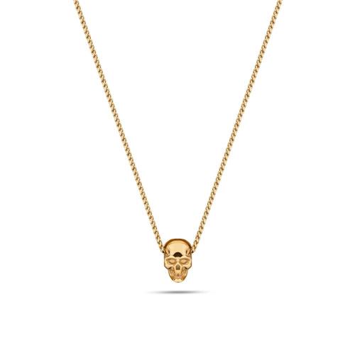 Tribal Edge Chain With Skull In Stainless Steel, Ip Gold