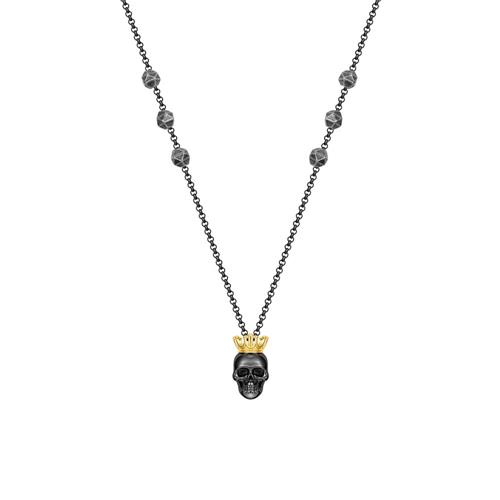Iconic Halskette mit Totenkopf aus Edelstahl, IP Black
