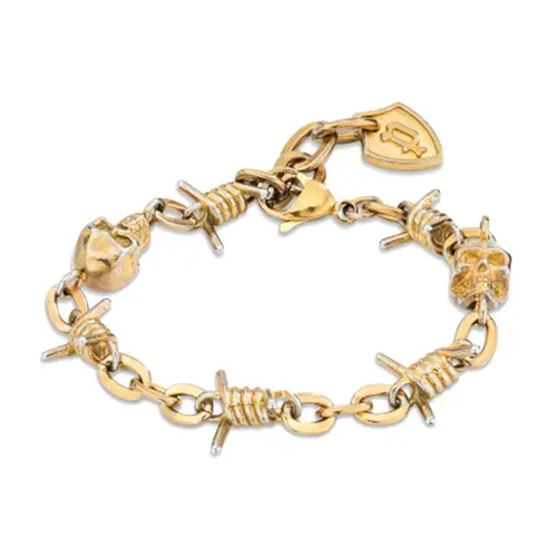Gents stainless steel barbedwire bracelet, gold plated