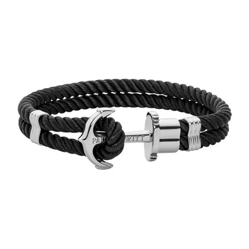 Brazalete phrep de acero inoxidable y textil para hombre, negro