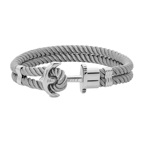 Gray textile bracelet phrep for men with stainless steel