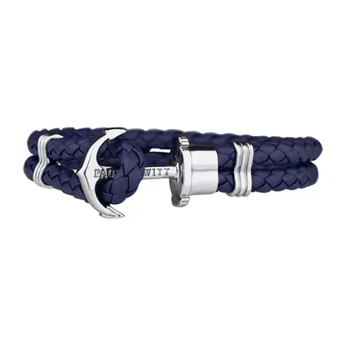 Phrep roestvrij stalen armband met blauwe textielband