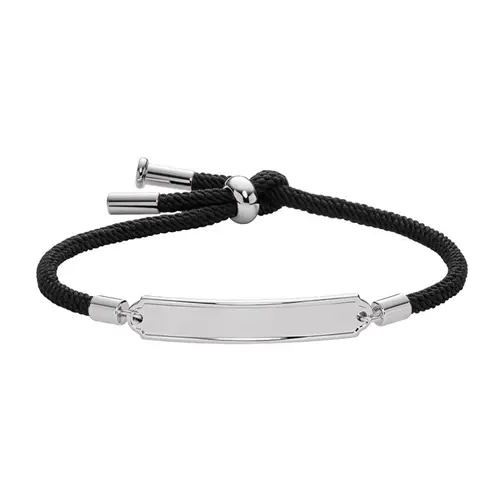 Pulsera textil negra con acero inoxidable grabable