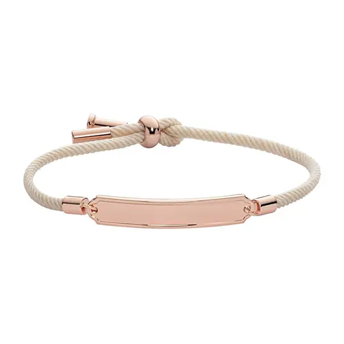 Engravable textile bracelet with stainless steel, IP rose