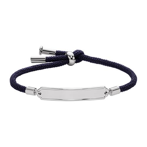 Blue engraving bracelet for women made of textile with stainless steel