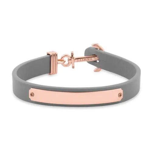 Grijze leren armband signum IP rosegoud graveerbaar