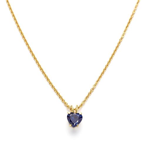 Heart of the sea necklace, stainless steel, zirconia, IP gold