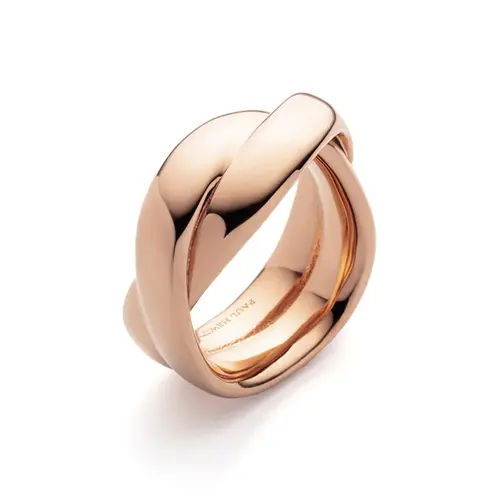 Rose gold-plated Women's ring waves duo made of stainless steel