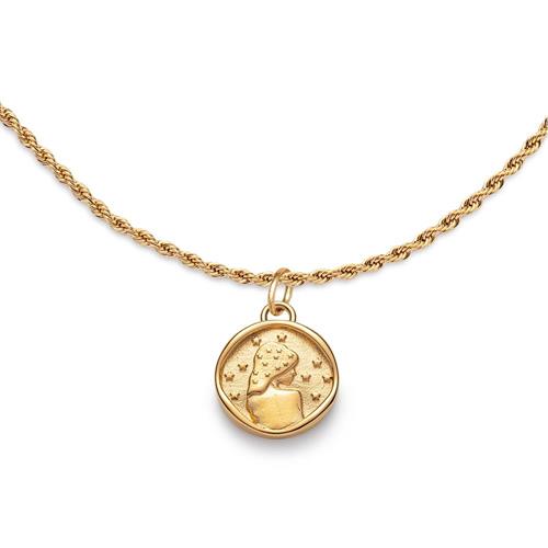 Zodiac engraving necklace virgo in stainless steel, IP gold