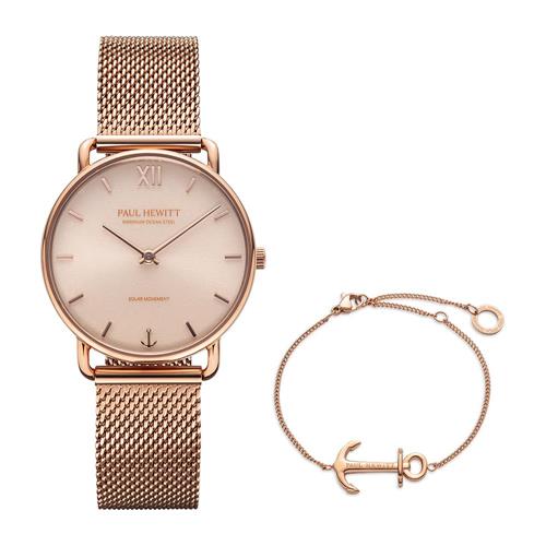 Reloj de mujer set sailor con pulsera de acero, rosado IP