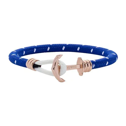 Blue nylon bracelet phrep lite with anchor, rosé