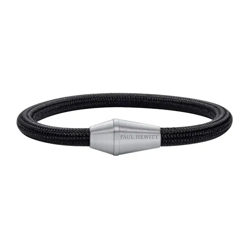 Zwarte nylon armband met roestvrij stalen sluiting