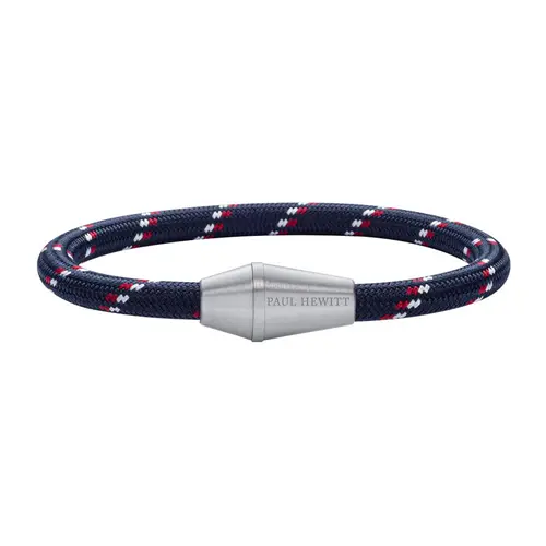 Conische nylon armband, navy, rood, wit