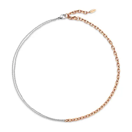 Treasure duo necklace in rose-gold-plated stainless steel