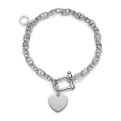 Anchor chain heart bracelet in sterling silver