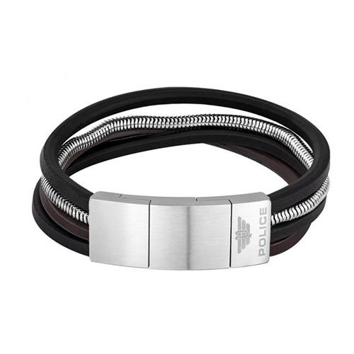 Leather bracelet bolgar for men with stainless steel